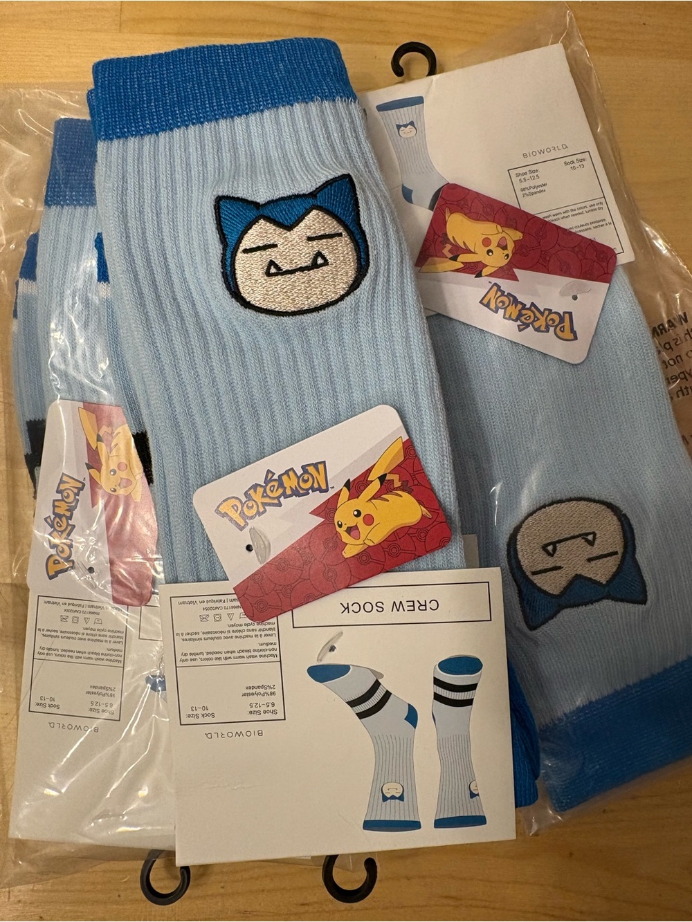Snorlax Light Blue Crew Socks set of 3 pairs Pokémon